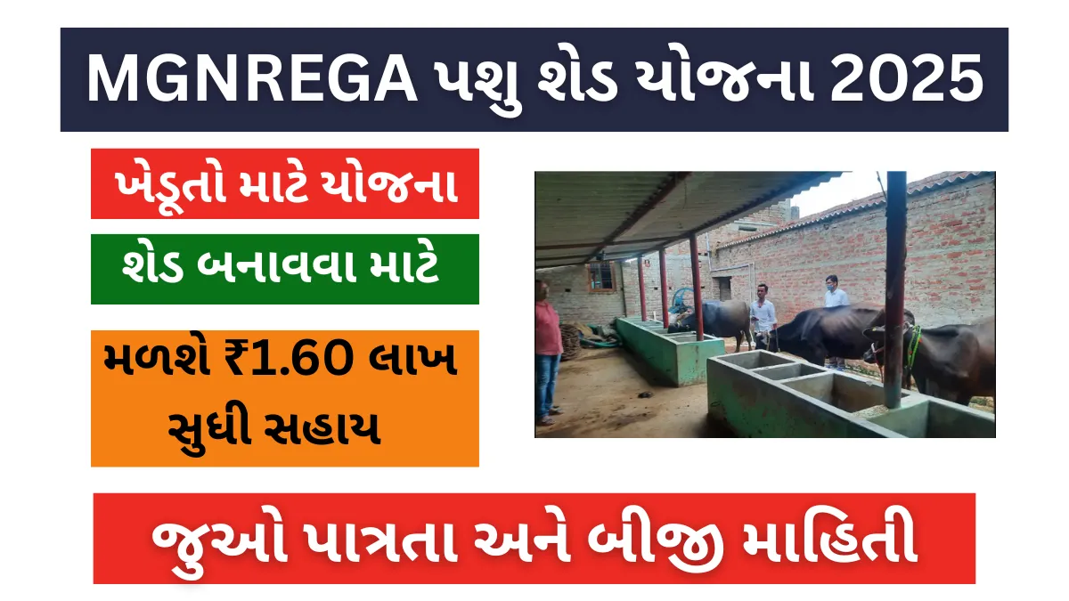 MGNREGA Pashu Shed Yojana 2025: શેડ બનાવવા માટે મળશે ₹1.60 લાખ સુધીની સહાય,જુઓ પાત્રતા અને બીજી માહિતી