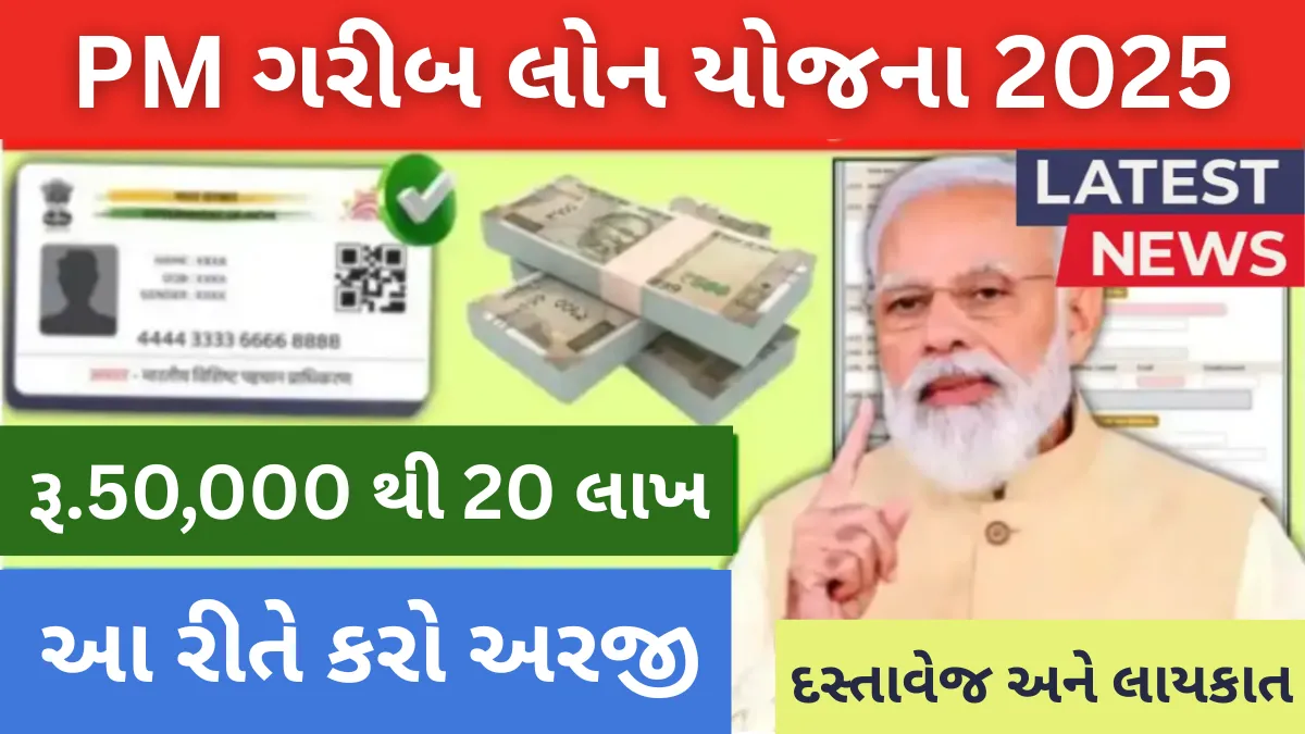 PM Garib Loan Yojana 2025:ગરીબ પરિવાર માટે મોટો મોકો, રૂ.50,000 થી 20 લાખ સુધી મળશે લોન